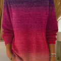 Women's Gradient Striped Casual Pullover Sweater