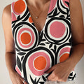 Women's Vintage Abstract Geometry Art Print Casual V Neck Top Knitting