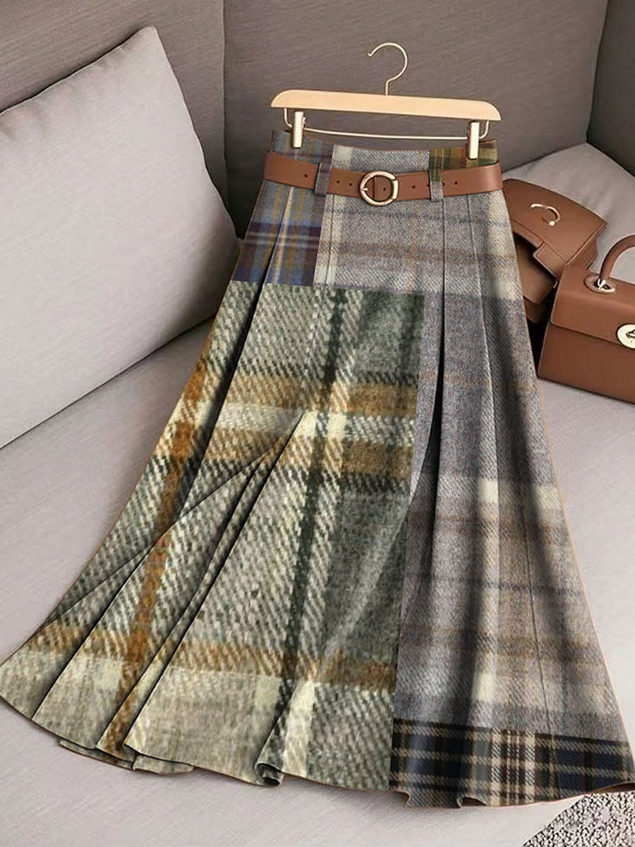 Women's Retro Pattern Casual Print Cotton Skirt