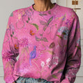 Women's Vintage Floral Bird Art Print Casual Cotton T-Shirt