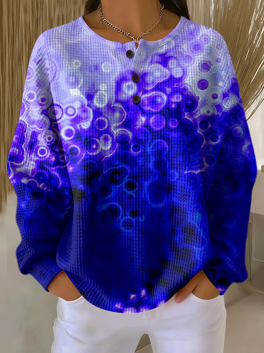 Women's Color Smudge Pattern Art Print Casual Cotton Sweatshirt