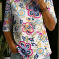 Women's Floral Pattern Art Casual Loose Half Sleeve 100% Cotton T-shirt
