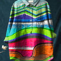 Abstrct Art Printed Women's Casual Cotton And Linen Shirt