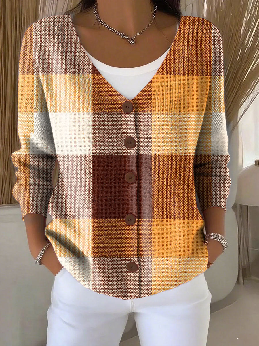 retro-plaid-pattern-print-buttoned-v-neck-cardigan-sweater-9f4o