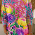 Women's Vintage Floral Pattern Art Print Casual Pullover Sweater