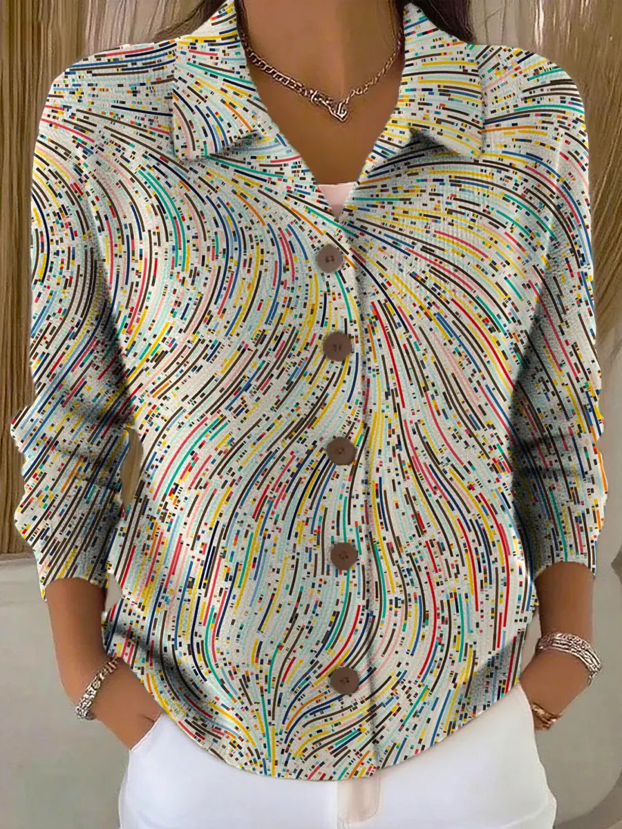 Women's Abstract Pattern Art Print Casual Cardigan Sweater