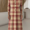 Women's Plaid Pattern Art Print Casual Knitted Dress