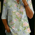 Women's Floral Pattern Art Print Casual Cotton Shirt