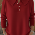 Women's Peter Pan Button Solid Color Sweater Top