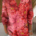 pull décontracté vintage à imprimé floral pour femme ry58