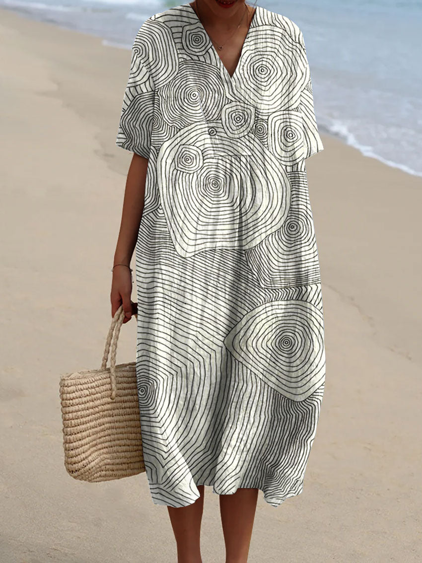 Women's Vintage  Art Print Flowy Dress