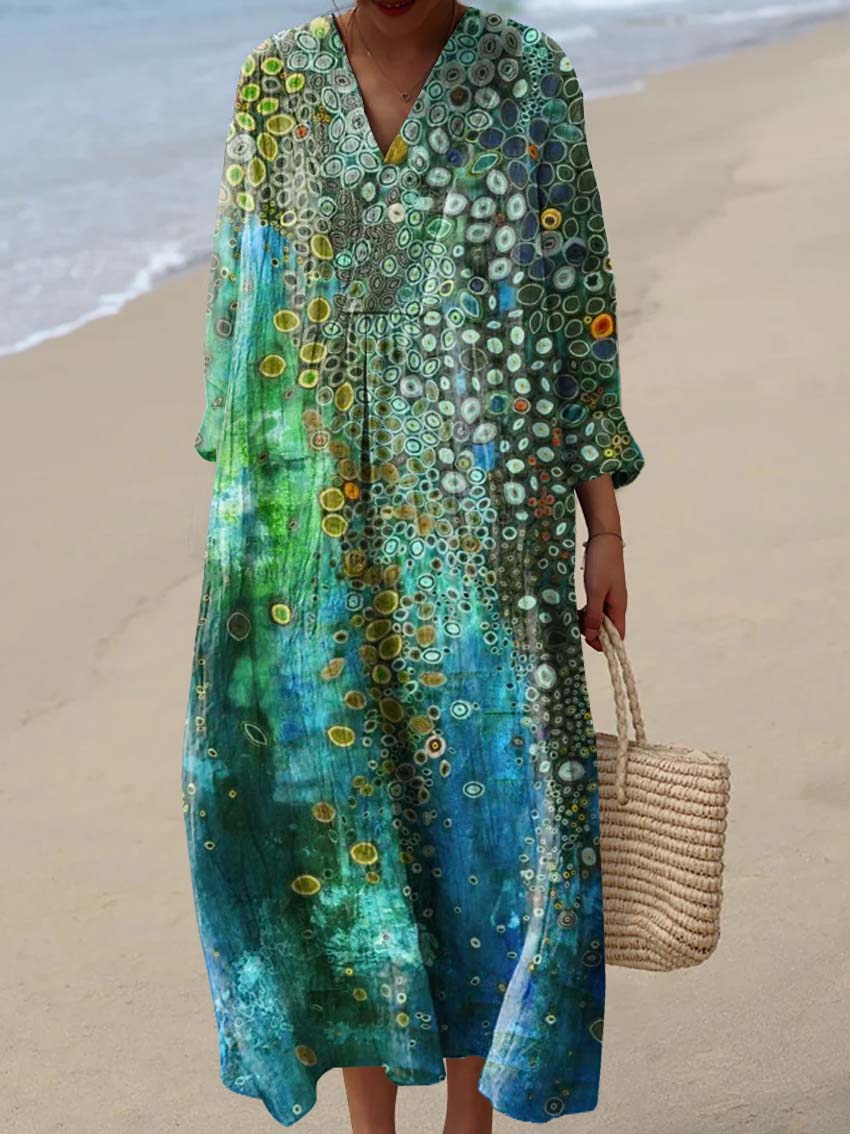 Women's Abstract Pattern Art Print Cotton Dress