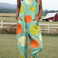 Women's Colorful Circular Geometric Painting Art Print Casual 100% Cotton Wide Leg Jumpsuit