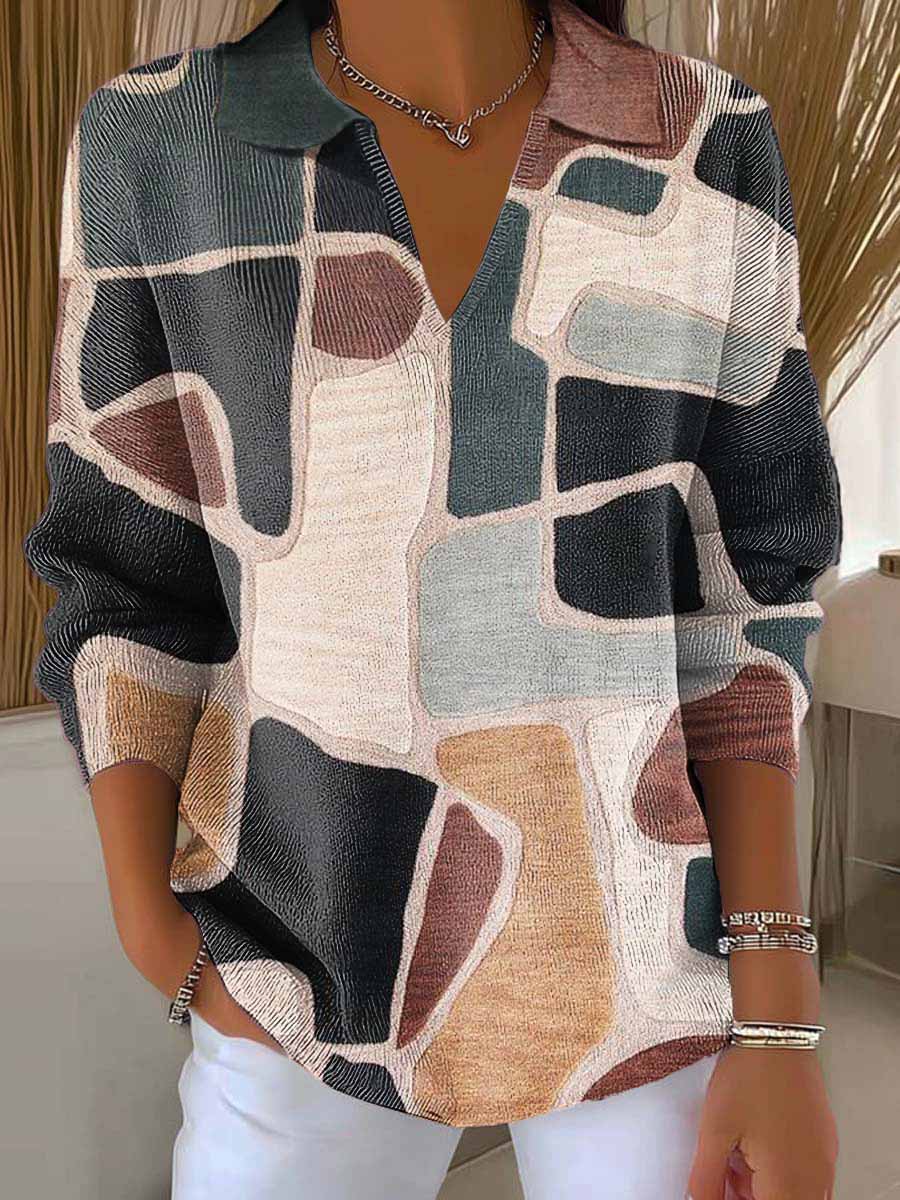 Women's Abstract Pattern Art Printed Casual Sweater