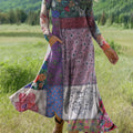 Women's Boho Floral Print Art Print Long-sleeved Dress