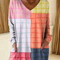 Women's Plaid Pattern Art Print Casual Cotton T-shirt
