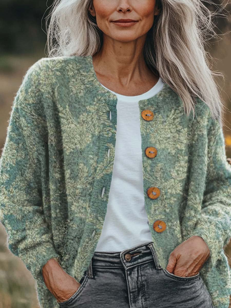 womens-vintage-floral-pattern-art-print-buttoned-cardigan-sweater-iywx