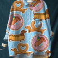 Women's Dachshund Art Print Casual Cotton And Linen Shirt