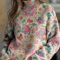 womens-retro-ethnic-art-flowers-print-knit-turtleneck-pullover-sweater-wsj6