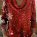 Women's Christmas Snowflakes Pattern Art Print Cowl Neck Sweater