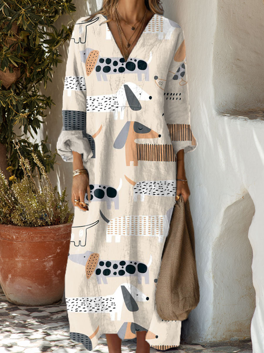 Women's Funny Dachshund Art Print Dress