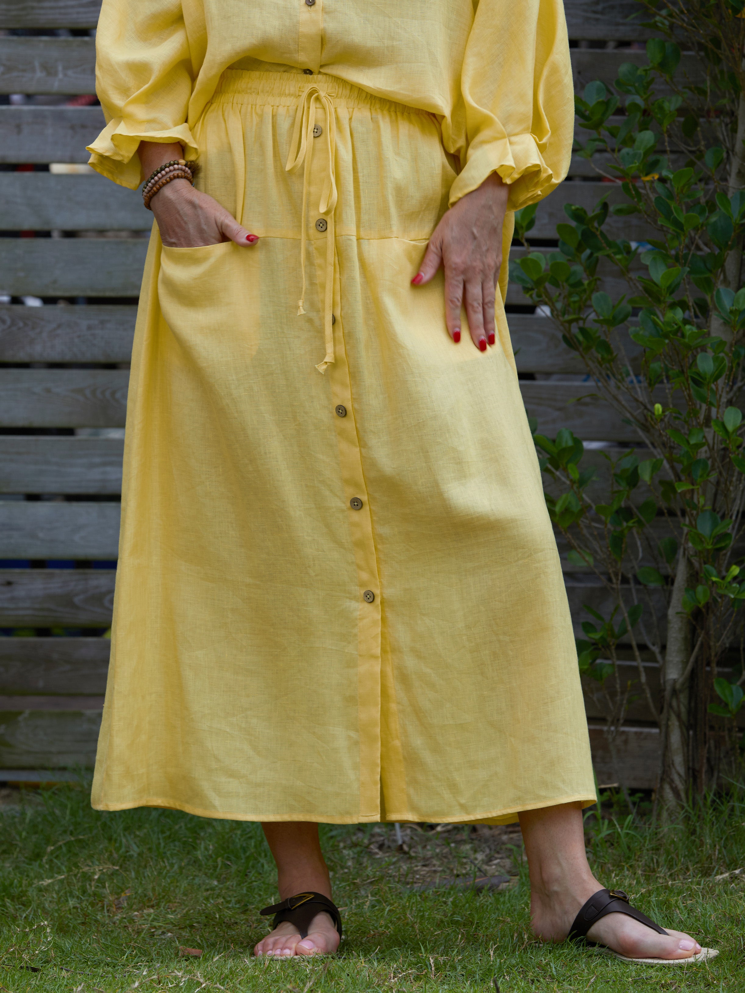 Women's 100%  Linen Pocket Skirt