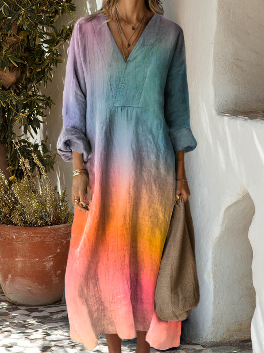 Women's Gradient Pattern Art Print Cotton Dress