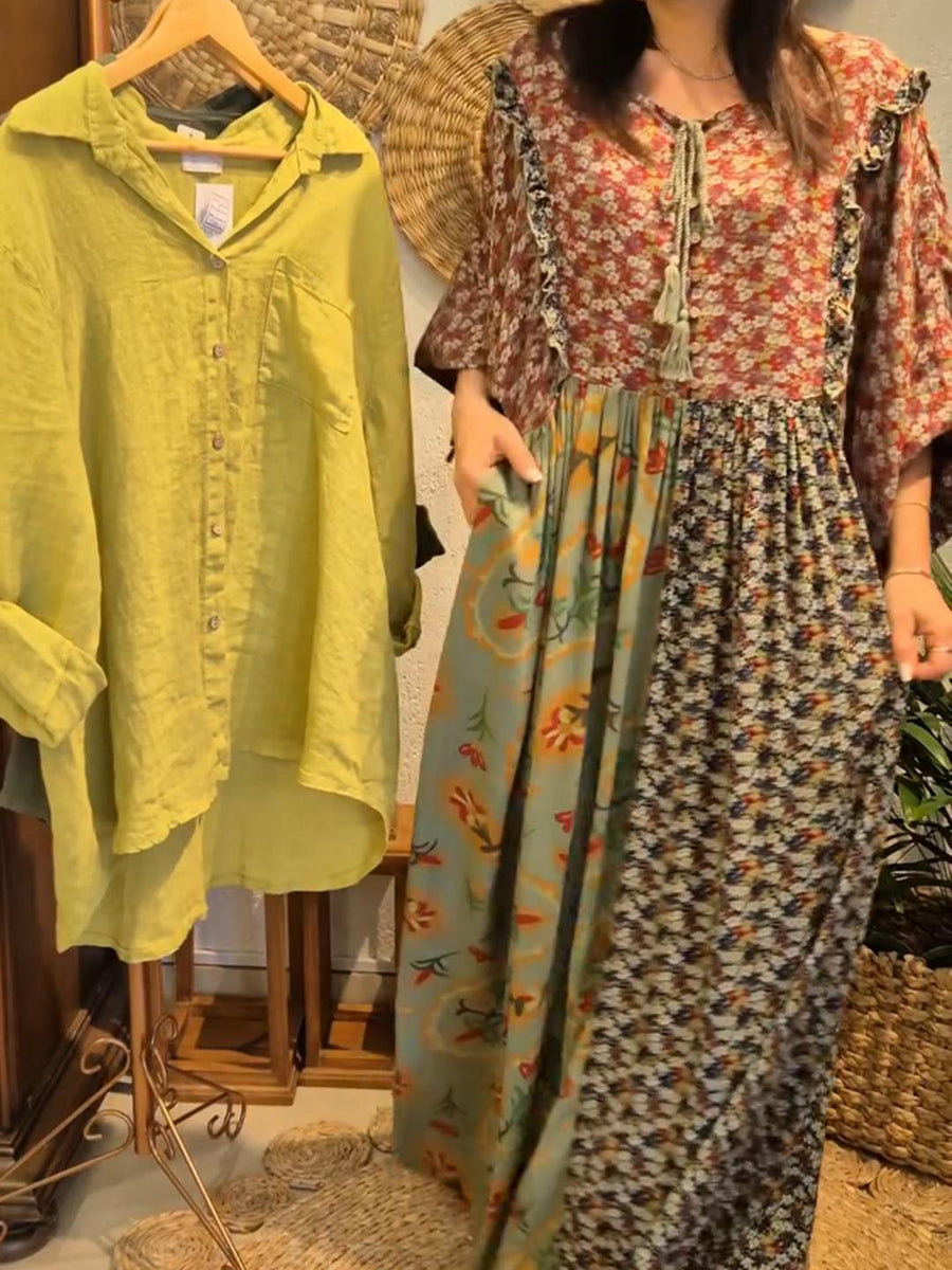 BOHO Floral Multicolor Patchwork Dress