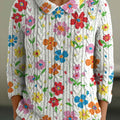 womens-floral-flowers-casual-print-peter-pan-collar-3-4-sleeve-sweater-7dk1