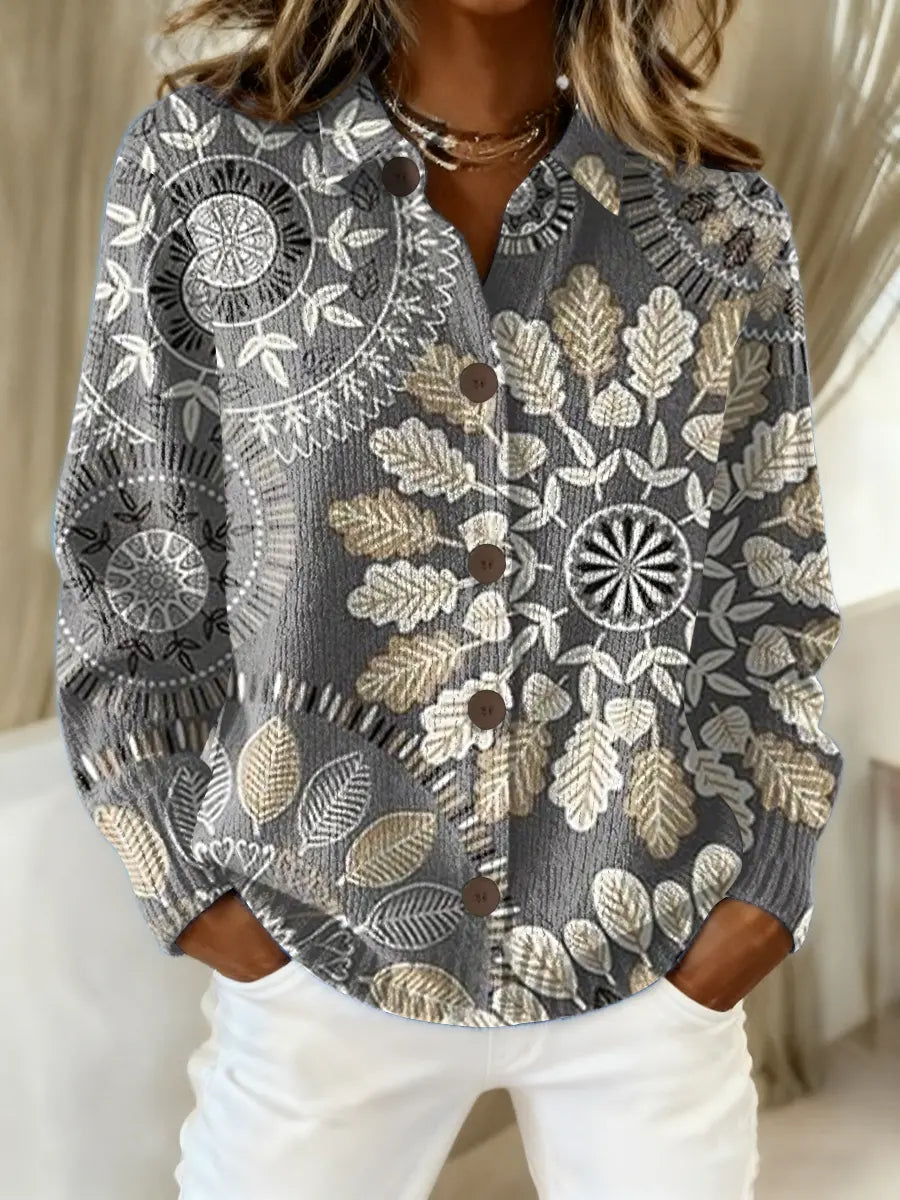 Women's Vintage Abstract Geometry Art Print Casual Sweater