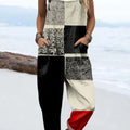 Women's Geometric Pattern Art Print Casual 100% Cotton Wide Leg Jumpsuit