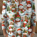 Vintage  Christmas Snowman Art Print Buttoned Cardigan Sweater