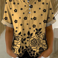 Women's Vintage Flower Pattern Printed Cotton Linen Top