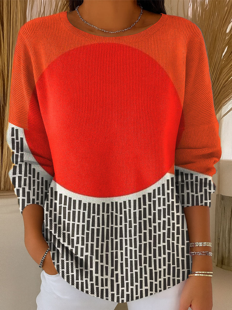 womens-vintage-abstract-geometry-art-print-casual-pullover-sweater-jcjd