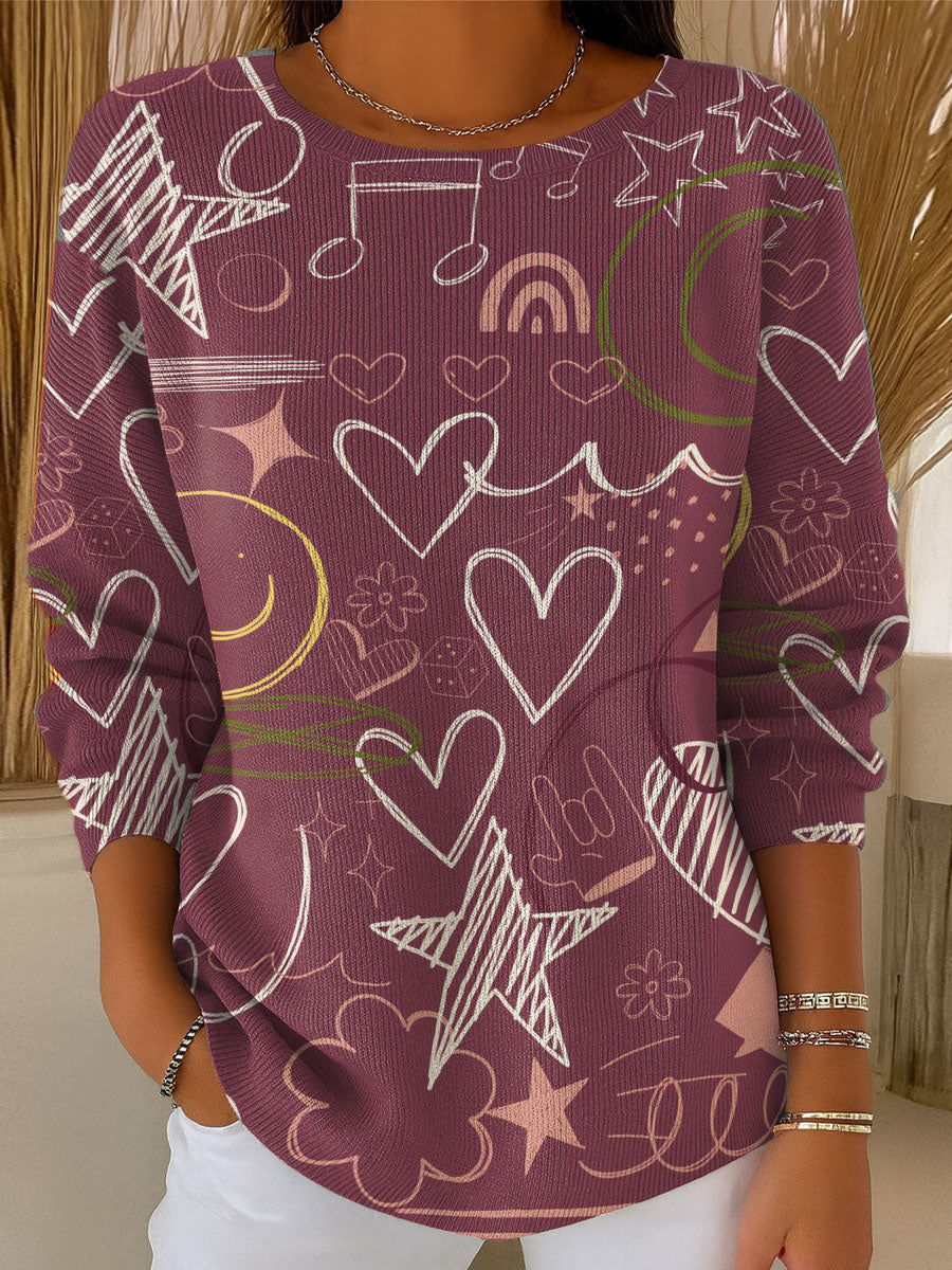 womens-irregular-lines-love-smiley-face-pattern-casual-pullover-sweater