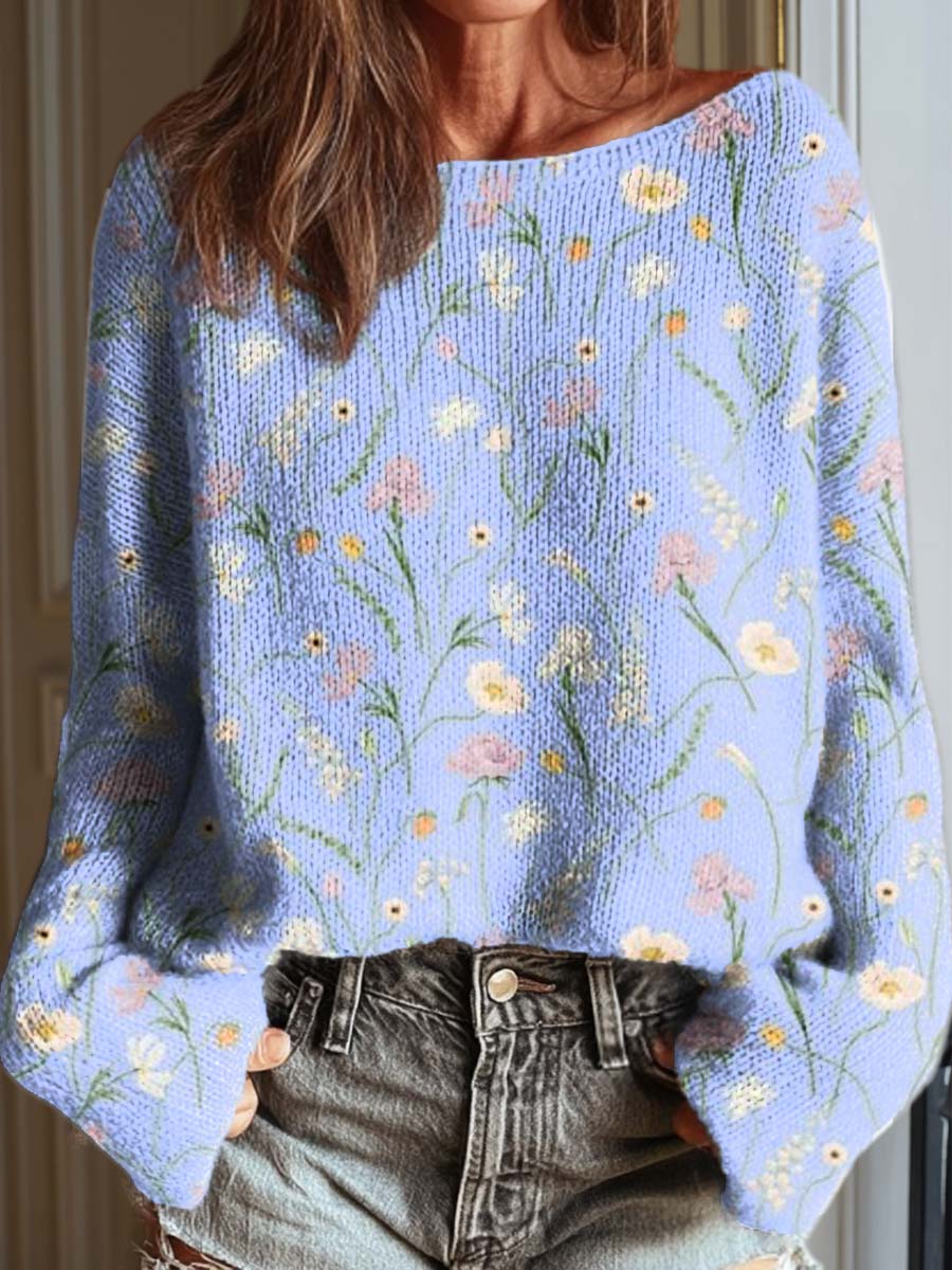 womens-vintage-floral-art-print-casual-pullover-sweater-4dzo
