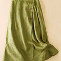 Women's Solid Casual Linen A-Line Button Skirt