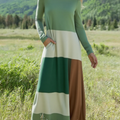 Women's Bohemian Color Block Stretch Dress