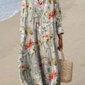 Women's Vintage Lovely Floral Art Print Cotton Dress