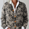 spider-web-print-buttoned-cardigan-sweater