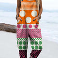 Women's Abstract Geometric Pattern Art Print Casual 100% Cotton Wide Leg Jumpsuit