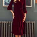 Women's Elegant V-neck Velvet Strap Midi Dress