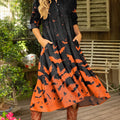 Women's Vintage Gradient Halloween Art Print Dress
