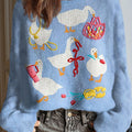 womens-funny-goose-art-print-casual-pullover-sweater