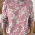 Women's Christmas Pattern Art Print Knit Turtleneck Pullover Sweater
