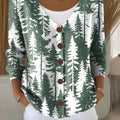 Christmas Tree Print Buttoned V-neck Cardigan Sweater