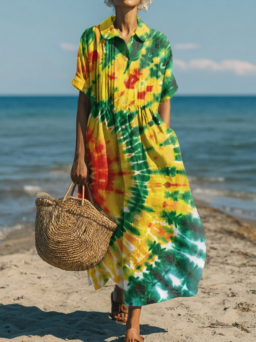 Women's Beautiful Abstract Sun Painting Art Print Dress