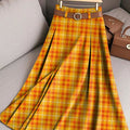 Women's Beautiful Orange Check Painting Art Print Cotton Skirt