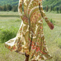 Women's Beautiful Ethnic Paisley Pattern Drawing Art Print Long-sleeved Dress
