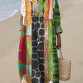 Women's Vintage Geometry  Art Print Cotton Dress